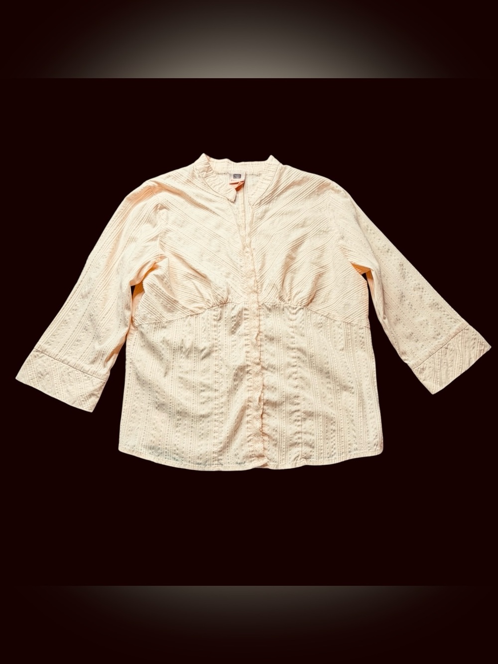 Faded Glory Y2K Vintage Yellow Seersucker Lace Button Up Top Sz L 12/14